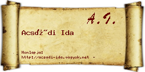 Acsádi Ida névjegykártya